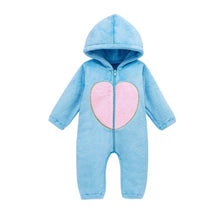 Load image into Gallery viewer, New Trend Cozy Warm Winter Newborn Zipper Heart Fleece Climbing Hooded Romper Baby Suit Outwear Jumpsuit For Baby Boys And Girls
