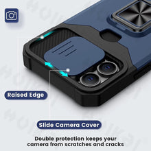 Load image into Gallery viewer, Slide Camera Cover Kickstand Card Wallet Case for iPhone11 X XS 8  Shockproof Protective Phone Case  Wallet Case for iPhone With Sliding Camera Case With Kickstand Magnetic Adjustable Ring Holder
