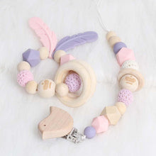 Load image into Gallery viewer, Modern Wood Pacifier Clip Chain Holder Nipples Pacifier Clips Pacifier Teether Teething Toy Cartoo Wooden Bracket For Pacifier For Kids
