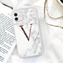Load image into Gallery viewer, White A-Z Marble Texture Phone Cover For Iphone 12 Mini Soft Silicone Back Case Solid Name Phone Case Luxury Screen Camera Protection Shockproof Soft Cover
