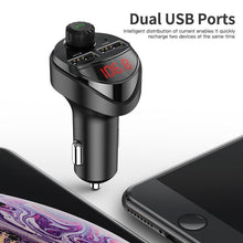 Load image into Gallery viewer, Black Car Charger FM Transmitter Bluetooth Car Audio MP3 Player TF Card Car Kit 3.4A Dual USB Car Phone Charger
