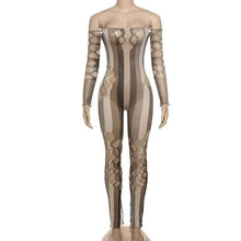Load image into Gallery viewer, Formed Fitting: Cutout Striped Jumpsuits
