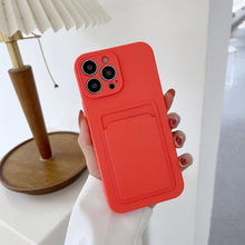 Load image into Gallery viewer, Soft Silicone Card Phone Case for IPhone 13  12 Pro Max Shockproof Protector Cover for IPhone 14 Plus Cases Heavy Duty Solid Slim Lightweight Anti-Shock Cover for iPhone
