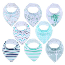 Load image into Gallery viewer, 8PCS/SET Pack Baby Bandana Organic Absorbent Soft Cotton Drool Bibsfor Teething And Feeding Bib For Baby and Kids Feeding
