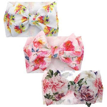 Load image into Gallery viewer, Handmade Luxury 3PCS Baby Accessories Turban Baby Girl Headbands Printed Big Bows Fabric Bow Infant Headwraps bow For Kids
