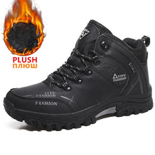 Load image into Gallery viewer, Brand Men Winter Snow Boots Waterproof Leather Sneakers Super  Warm Men's Boots Outdoor Male Hiking Boots Work Shoes Size 39-47
