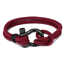 Load image into Gallery viewer, Modern Elegant Rope Luxury Navy Style Camping Bracelet For Men And Women With Black Stainless Steel New Fashion
