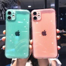 Load image into Gallery viewer, Shiny Candy Color Glitter Transparent Phone Case For iPhone 11 Pro X XR XS Max 7 8 Plus 6 6s Soft Silicone Cover Screen Protection Crystal Clear Glitter Transparent Soft Bumper Silicone Sparkling Cover
