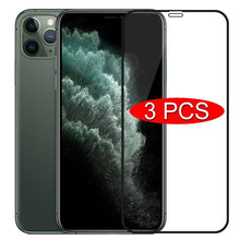 Load image into Gallery viewer, 3pcs Full Cover Protective Glass On For Iphone 11 12 13 14 Pro Max Screen Protector For Iphone X Xr Xs Max 7 8 6s Plus Se Glass Full Screen Protector Edge To Edge Full Screen Coverage

