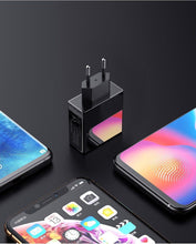 Load image into Gallery viewer, 3 Port USB Phone Charger LED Display EU Plug Total Max 3A Smart Fast Charger Mobile Wall Charger For Smartphones
