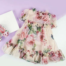 Load image into Gallery viewer, Floral Tulle Dress Kid Baby Girl Flower Puff Sleeve Princess  Wedding Party Pageant Children Dress For All Occasion
