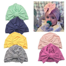 Load image into Gallery viewer, Luxury Modern Baby Headband Hat Bowknot Print Cotton Stretchy Turban Headband Infant Head Wrap Beanie Hat  For Babies and Kids
