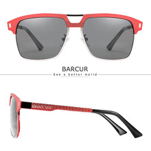 Load image into Gallery viewer, BARCUR Polarized Men’s Sunglasses – Fashionable Square Stainless Steel Frame UV400 Protection Anti-Reflective Outdoor Sports &amp; Driving Eyewear – Original Design Casual Style with Premium Polycarbonate Lenses
