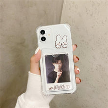 Load image into Gallery viewer, Cute Bear Cartoon Rabbit Shockproof Phone Case For iPhone 11 12 13 14 Pro Funny Soft Wallet Cover Cute Bear Design Soft Slim Card Slot Case Aesthetic Card Holder Case
