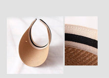Load image into Gallery viewer, Vintage Women's Sun Hats Handmade Straw Visor Caps Fashionable Adult Sun Beach Top Hats Cute Bowknot Design Fashion Summer Women's Casual Caps Straw Hats Parent-Child Summer Hat Empty Top Beach Hat
