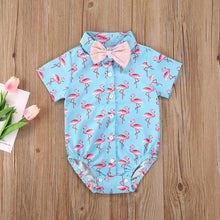 Load image into Gallery viewer, Newborn Boys Bodysuits Bow Short Sleeve Print Single Breasted Jumpsuits Shirt For Baby With Elegant Bow
