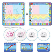 Load image into Gallery viewer, Coolplay 100x100cm Magic Water Drawing Mat Doodle Mat &amp; 4 Drawing Pens &amp; 1 Stamps Set Painting Board Educational Toys for Kids
