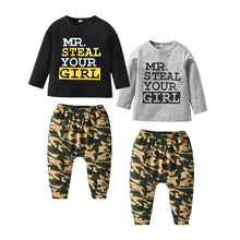 Load image into Gallery viewer, Newborn Baby Boy Clothes Set Long Sleeve Letter Like A Boss T-shirt , Pants Infant Clothing Set For Baby
