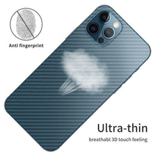 Load image into Gallery viewer, 2Pcs Carbon Fiber Matte Back Film For iPhone 14 13 12 Mini 11 Pro XR X XS Max 7 8 Plus SE3 Transparent Scratch Resistant Sticker Slim Fit Clear Transparent 3D Carbon Fiber Back Skin Rear Screen Guard Protector Sticker
