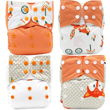Load image into Gallery viewer, 4PCS Set Diaper Cover Washable Diaper Eco-friendly Ecological Adjustable Baby Nappy Reusable Cloth Diapers In Printed Design For Baby and Kids
