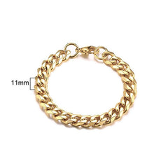 Load image into Gallery viewer, Men's Bracelet Curb Cuban Link Chain Stainless Steel Mens Womens Bracelets Bangle Gold Tone No Fade
