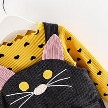 Load image into Gallery viewer, Modern Girls Clothes Sets Cotton Long Sleeves Dot T-shirt and Cat Strap Dress 2Pcs Baby Clothing Dress For Girls and Babies from 6-24months and Girls 3-4years

