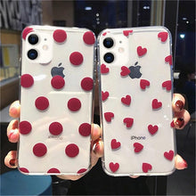 Load image into Gallery viewer, Transparent  Phone Case For iPhone 13 12 11 14 Pro Little Dots Love Heart Clear Back Cover Vintage Women Girls Soft Anti-Scratch Protective Cases for iPhone
