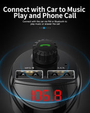 Load image into Gallery viewer, Black Car Charger FM Transmitter Bluetooth Car Audio MP3 Player TF Card Car Kit 3.4A Dual USB Car Phone Charger

