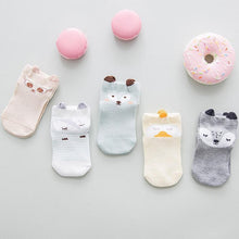 Load image into Gallery viewer, 5 Pairs Thin Combed Cotton Cute Animal Baby Socks Mesh Short Socks For Newborns Boys &amp; Girls
