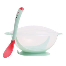 Load image into Gallery viewer, 4 Color Advanced Silicone  Feeding Spoon  Temperature Sensing Weaning Soft Head  Spoons for 4-24 Months Baby And Spoon and Bowl Set
