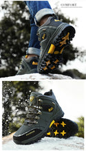Load image into Gallery viewer, Brand Men Winter Snow Boots Waterproof Leather Sneakers Super  Warm Men's Boots Outdoor Male Hiking Boots Work Shoes Size 39-47
