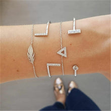 Load image into Gallery viewer, Fashion Bohemia Leaf Round Knot Cuff Bangle Gold Chain Charm Bracelet  for Women Simple Geometric Bracelets Luxury Jewelry
