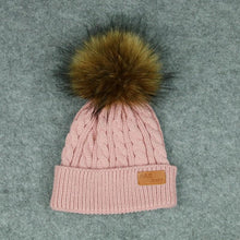 Load image into Gallery viewer, New Fashion Children Winter Hats Baby Kids Girl Solid Knitted Beanies Caps Hair thick ball And Modern Gloves
