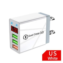 Load image into Gallery viewer, Modern Black White Quick Charge 3.0 USB Charger 5V 3A Digital Display Fast Charging Wall Phone Charger

