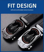 Load image into Gallery viewer, Belts for 3.5cm Width Sports Car Brand Fashion Automatic Buckle Black Genuine Leather Men's Jeans High Quality Waist Male Strap

