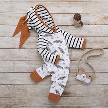 Load image into Gallery viewer, Modern Newborn Baby Boy Clothes Feather T shirt Tops Strip Pants Set For Kids
