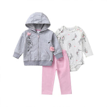 Load image into Gallery viewer, Modern Popular New Set Baby Cotton Long Sleeve Hooded Jacket Pant And Rompers For Newborn Outfits Unisex Clothing
