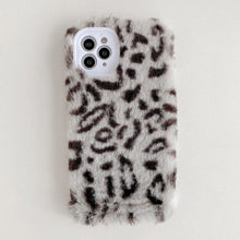 Load image into Gallery viewer, Fashion Fluffy Plush Leopard Camera Protection Phone Case For iphone 13 11 12 Pro MAX X XS XR Winter Warm Girl  Soft and Comfortable Case Unique Design Soft Cover
