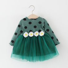 Load image into Gallery viewer, Luxury Long Sleeve Infant Dresses Polka Dot Daisy Fashion Baby Girls Clothing For Girls In Elegant Flower Desing For Little Princess
