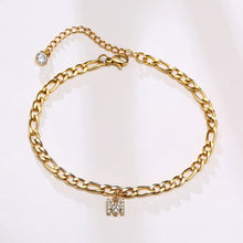 Load image into Gallery viewer, Crystal A-Z Letter Initial  Anklets Bracelet for Women ,Cuban Link Anklet Stainless Steel Beach Leg Foot Chains Wholesale
