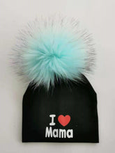 Load image into Gallery viewer, Newborn Cotton Hats Baby Pom Pom Childre Infant Hats For BabY Boys and Girls Wth Printed "I love mama " and " Design
