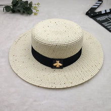 Load image into Gallery viewer, Women’s Straw Fedora with Metallic Bee Accent

