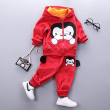 Load image into Gallery viewer, Baby Clothes Winter Thick And Warm Three-piece Cartoon Bear And Fox Printed Sweater Hooded Baby Girl Clothing Set Sweater and Pants
