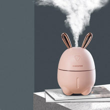 Load image into Gallery viewer, 300ML Mini Air Humidifier Cute Rabbit USB Aroma Essential Oil Diffuser Colorful Night Light Car Office  Mist Maker
