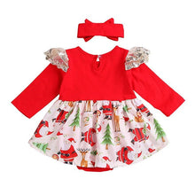 Load image into Gallery viewer, Christmas Outfits Long Sleeve Ruffles Romper Dress Cotton Santa Claus Puffy Baby Girl Party Clothes Set
