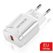 Load image into Gallery viewer, Black 3A Quick Charge 3.0 USB Charger EU Wall Mobile Phone Charger Adapter QC3.0 Fast Charging
