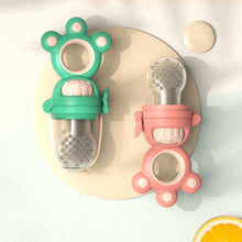 Load image into Gallery viewer, Modern Rotary Seal Non Slip Home Safe Baby Fruit Feeder Pacifier Fresh Food Bite Bag Soft Silicone Teething Toy For baby and Kids
