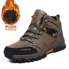 Load image into Gallery viewer, Brand Men Winter Snow Boots Waterproof Leather Sneakers Super  Warm Men's Boots Outdoor Male Hiking Boots Work Shoes Size 39-47
