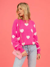 Load image into Gallery viewer, Heart Print Valentine's Day Crew Neck Sweater | NCS
