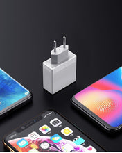 Load image into Gallery viewer, 3 Port USB Phone Charger LED Display EU Plug Total Max 3A Smart Fast Charger Mobile Wall Charger For Smartphones
